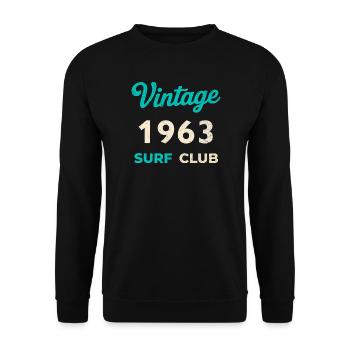Vintage 1963 Surf Club Retro Geburtsjahr Geschenk - Unisex Pullover - Schwarz - Vorne - Alina (178cm) & Michal (187cm)