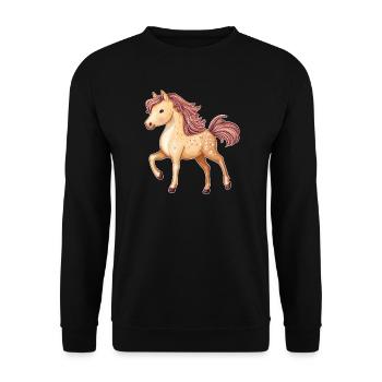 Niedliches Pferd - Unisex Pullover - Schwarz - Vorne - Alina (178cm) & Michal (187cm)