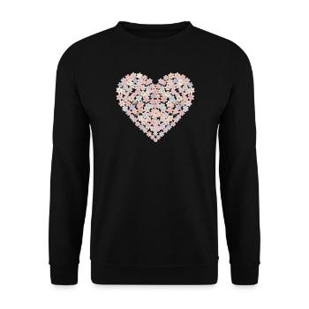 Pastel Flowers Heart Motif - Unisex Sweatshirt - black - Front - Alina (178cm) & Michal (187cm)