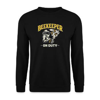 Beekeeper On Duty - Imker Vintage Retro - Unisex Pullover - Schwarz - Vorne - Alina (178cm) & Michal (187cm)