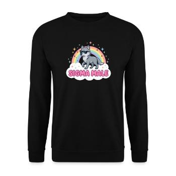 Sigma Male Wolf – Funny Meme Design - Unisex Sweatshirt - black - Front - Alina (178cm) & Michal (187cm)