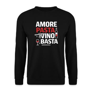 Amore Pasta Vino e Basta, humour italien - Sweat-shirt Unisexe - noir - Devant - Alina (178cm) & Michal (187cm)