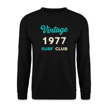 Vintage 1977 Surf Club Retro Geburtsjahr Geschenk - Unisex Pullover - Schwarz - Vorne - Alina (178cm) & Michal (187cm)