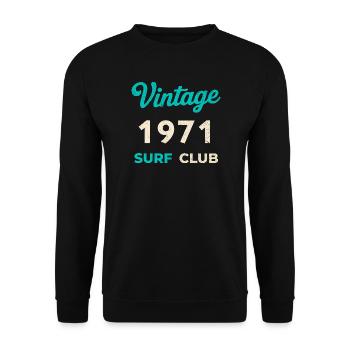 Vintage 1971 Surf Club Retro Geburtsjahr Geschenk - Unisex Pullover - Schwarz - Vorne - Alina (178cm) & Michal (187cm)