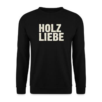 Holzliebe - Vintage Retro Design für Schreiner - Unisex Pullover - Schwarz - Vorne - Alina (178cm) & Michal (187cm)