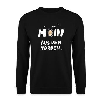 moin aus dem norden - Unisex Pullover - Schwarz - Vorne - Alina (178cm) & Michal (187cm)