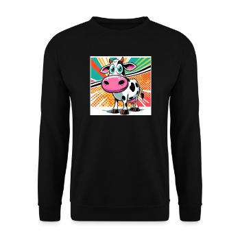 Kuh - Unisex Pullover - Schwarz - Vorne - Alina (178cm) & Michal (187cm)