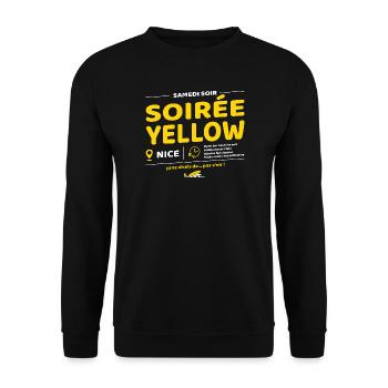 Soirée Yellow ! Soirées culte de Brice - Sweat-shirt Unisexe - noir - Devant - Alina (178cm) & Michal (187cm)
