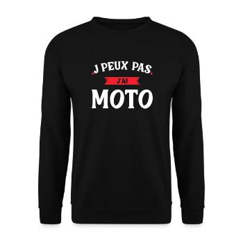Cadeau homme T shirt homme j'peux pas j'ai moto ‏ - Sweat-shirt Unisexe - noir - Devant - Alina (178cm) & Michal (187cm)