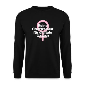 KEINE STRAFREIHEIT FÜR DIGITALE GEWALT! ♀ GIRLS - Unisex Pullover - Schwarz - Vorne - Alina (178cm) & Michal (187cm)