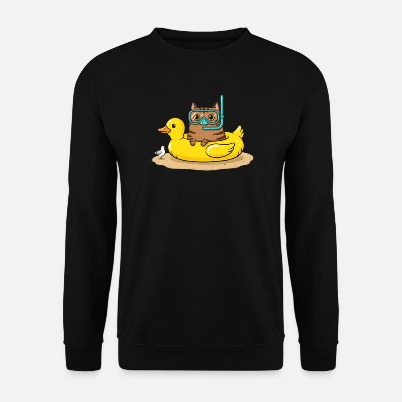 Diving Cat on Rubber Duck - Unisex Sweatshirt - black
