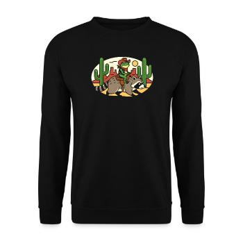 Cactus Cowboy: Frog Rides Raccoon - Unisex Sweatshirt - black - Front - Alina (178cm) & Michal (187cm)