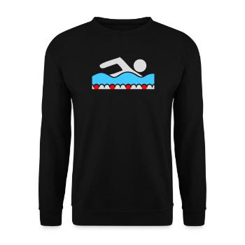 Nageur, Pictogramme, Nage libre, Vague, Piscine, Sport - Sweat-shirt Unisexe - noir - Devant - Alina (178cm) & Michal (187cm)