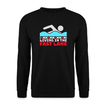 Life In The Fast Lane Float Funny Pool Saying - Unisex Sweatshirt - black - Front - Alina (178cm) & Michal (187cm)