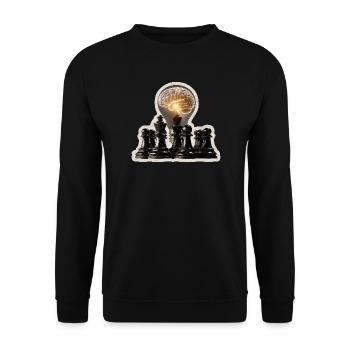 Lustiger Schach Spruch Mein Gehirn Spielt Schach - Unisex Pullover - Schwarz - Vorne - Alina (178cm) & Michal (187cm)