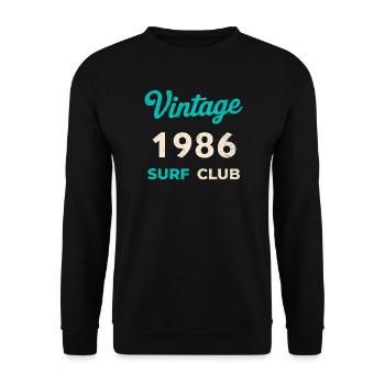 Vintage 1986 Surf Club Retro Geburtsjahr Geschenk - Unisex Pullover - Schwarz - Vorne - Alina (178cm) & Michal (187cm)