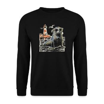 Phare de la côte de Seal Sea - Sweat-shirt Unisexe - noir - Devant - Alina (178cm) & Michal (187cm)