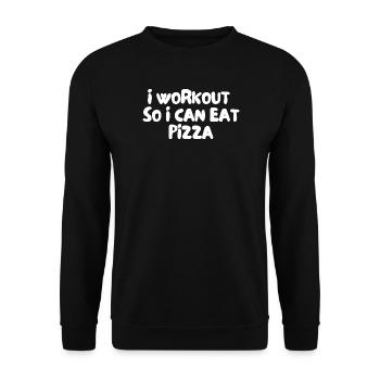i workout so i can eat pizza - Unisex Sweatshirt - black - Front - Alina (178cm) & Michal (187cm)