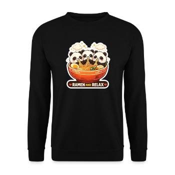 Panda Ramen & Relax Trio - Sweat-shirt Unisexe - noir - Devant - Alina (178cm) & Michal (187cm)