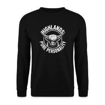 Highland Cow Circle Logo - Unisex Sweatshirt - black - Front - Alina (178cm) & Michal (187cm)