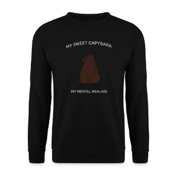 My Sweet Capybara – Aesthetic LineArt Design - Unisex Sweatshirt - black - Front - Alina (178cm) & Michal (187cm)