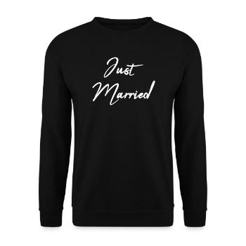 GERADE VERHEIRATET. Junggesellinnenabschied. VALENTINSTAG. PAAR - Unisex Pullover - Schwarz - Vorne - Alina (178cm) & Michal (187cm)