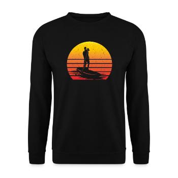 SUP Retro Stand Up Paddling Vintage Sunset - Unisex Pullover - Schwarz - Vorne - Alina (178cm) & Michal (187cm)
