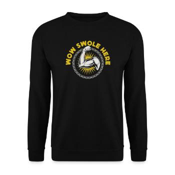 Fitness Motivation Bodybuilder Wow Swole Here - Unisex Sweatshirt - black - Front - Alina (178cm) & Michal (187cm)