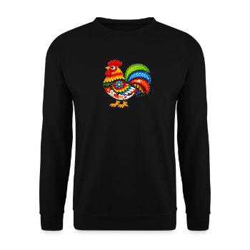 Colorful Kugut in Folk Style - Unisex Sweatshirt - black - Front - Alina (178cm) & Michal (187cm)