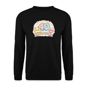 40 Still Cute – Kawaii Jubel - Unisex Pullover - Schwarz - Vorne - Alina (178cm) & Michal (187cm)