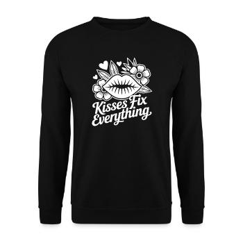 Kisses heal everything - Unisex Sweatshirt - black - Front - Alina (178cm) & Michal (187cm)