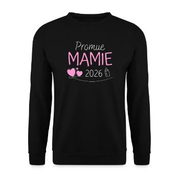 Promue Mamie 2026 Cadeau grossesse naissance bébé - Sweat-shirt Unisexe - noir - Devant - Alina (178cm) & Michal (187cm)