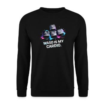 Funny Gaming Keyboard WASD My Cardio Gamer - Unisex Sweatshirt - black - Front - Alina (178cm) & Michal (187cm)