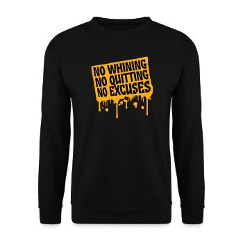 No Whining No Quitting No Excuses Gym Motivation - Unisex Pullover - Schwarz - Vorne - Alina (178cm) & Michal (187cm)
