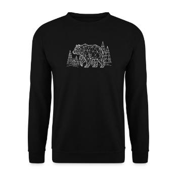 Weißbär-Silhouette-Kiefernwald-Grizzly - Unisex Pullover - Schwarz - Vorne - Alina (178cm) & Michal (187cm)