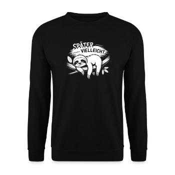 Lustiges Faultier - später vielleicht - Unisex Pullover - Schwarz - Vorne - Alina (178cm) & Michal (187cm)