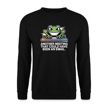 Frosch Tastatur Meme – Meeting statt E-Mail - Unisex Pullover - Schwarz - Vorne - Alina (178cm) & Michal (187cm)
