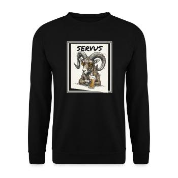 Bier Mufflon - Unisex Pullover - Schwarz - Vorne - Alina (178cm) & Michal (187cm)