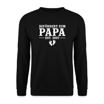 Befördert zum Papa 2027 – Baby Ankündigung - Unisex Pullover - Schwarz - Vorne - Alina (178cm) & Michal (187cm)