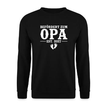 Befördert zum Opa 2027 – Baby Überraschung - Unisex Pullover - Schwarz - Vorne - Alina (178cm) & Michal (187cm)
