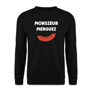 Monsieur Merguez Saucisse Dessin - Sweat-shirt Unisexe - noir - Devant - Alina (178cm) & Michal (187cm)