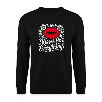 Les baisers guérissent tous les motifs des lèvres - Sweat-shirt Unisexe - noir - Devant - Alina (178cm) & Michal (187cm)