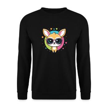 Chihuahua-Kawaii-Pop-Gläser - Unisex Pullover - Schwarz - Vorne - Alina (178cm) & Michal (187cm)