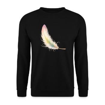 Zarte Feder Pastell Elegant Boho Design - Unisex Pullover - Schwarz - Vorne - Alina (178cm) & Michal (187cm)