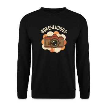 Bokehlicious - Retro Fotografie Kamera Motiv - Unisex Pullover - Schwarz - Vorne - Alina (178cm) & Michal (187cm)