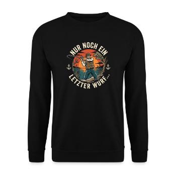 Letzter Wurf - Retro Angeln Fischer Spruch - Unisex Pullover - Schwarz - Vorne - Alina (178cm) & Michal (187cm)
