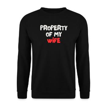 property of my wife - Unisex Sweatshirt - black - Front - Alina (178cm) & Michal (187cm)