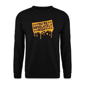 You're Absolutely Right Lustig Sarkastisch KI Logo - Unisex Pullover - Schwarz - Vorne - Alina (178cm) & Michal (187cm)