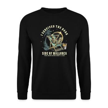 Funny Solar Eclipse Mallorca August 2026 - Unisex Sweatshirt - black - Front - Alina (178cm) & Michal (187cm)