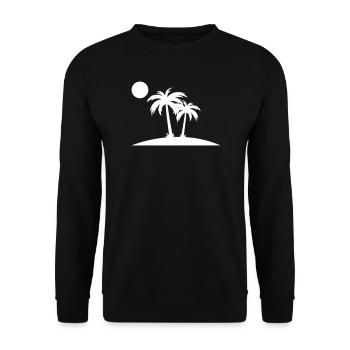 Palm Island Silhouette on the Beach - Unisex Sweatshirt - black - Front - Alina (178cm) & Michal (187cm)